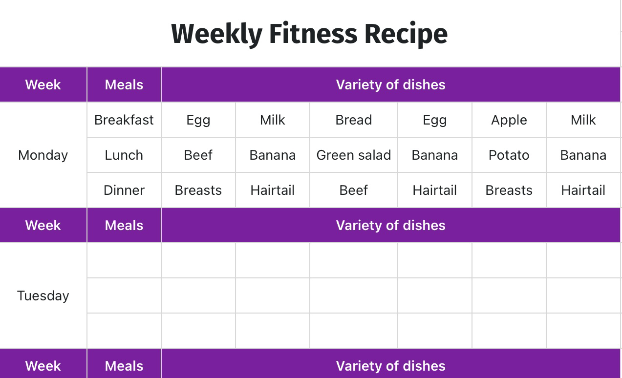 Weekly Fitness Recipe